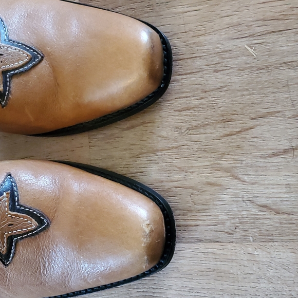 Sonora Western Genuine Leather Vera Cusio Tooled Slip On Mule Clog 7.5 Boho Tan - Picture 3 of 9